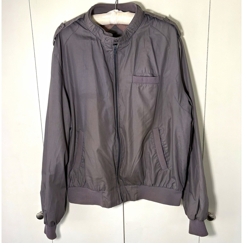 Vtg 80s Peter England Members Only Style Bomber Jacket Gray Mens XL WPL 05210
